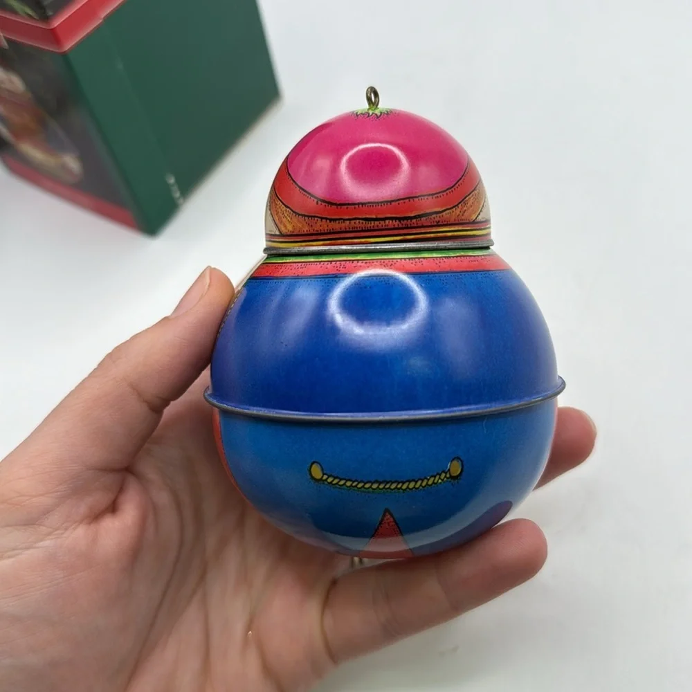 Vintage Hallmark Jolly Wolly Soldier Keepsake Christmas Ornament Tin Container
